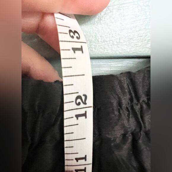 Citron black crinkly pants floral embroidered hem linen blend wide leg artsy M - Picture 9 of 10